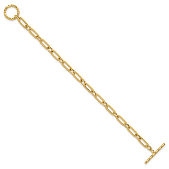 Leslie's 14K Polished and Twisted Fancy Link Toggle Bracelet