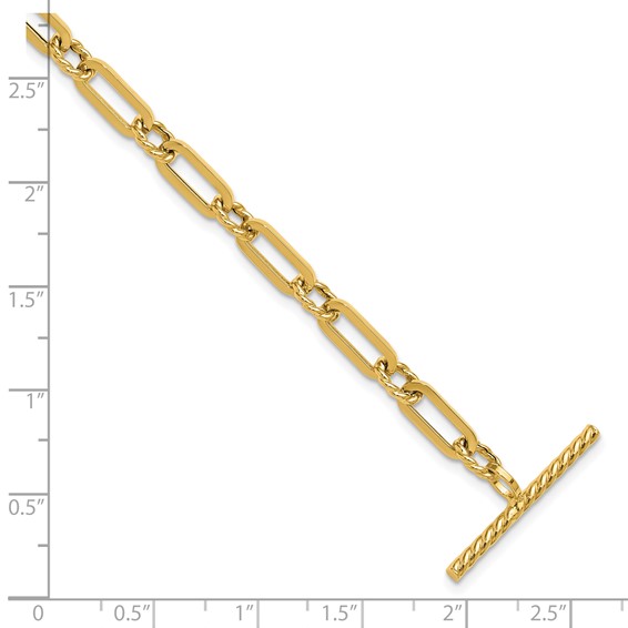 Leslie's 14K Polished and Twisted Fancy Link Toggle Bracelet
