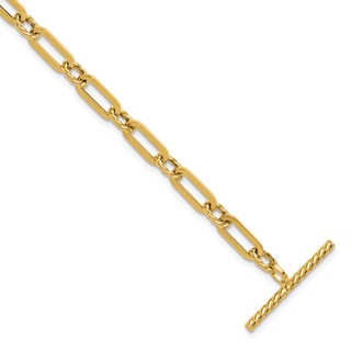 Leslie's 14K Polished and Twisted Fancy Link Toggle Bracelet
