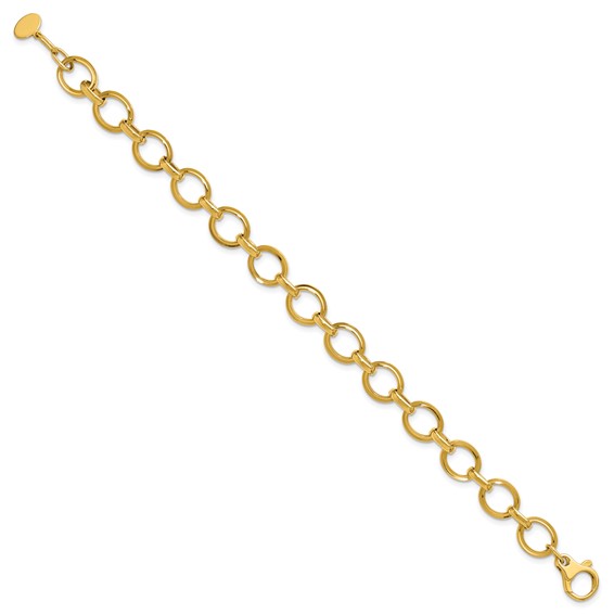 Leslie's 14K Polished and Grooved Fancy Link Bracelet