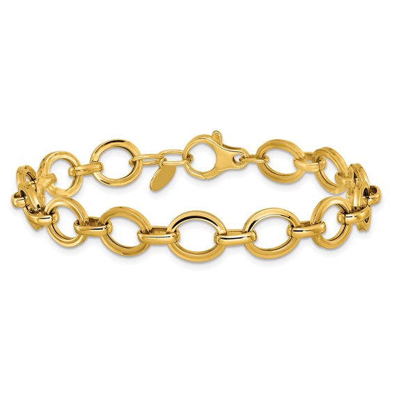 Leslie's 14K Polished and Grooved Fancy Link Bracelet