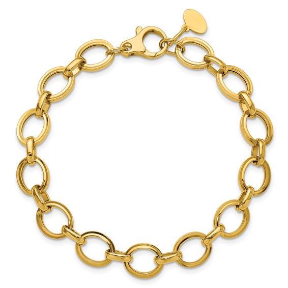 Leslie's 14K Polished and Grooved Fancy Link Bracelet