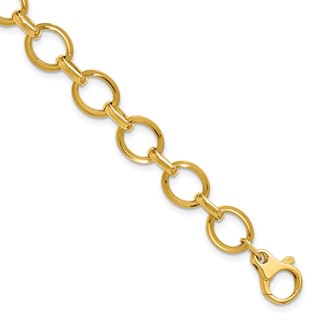 Leslie's 14K Polished and Grooved Fancy Link Bracelet
