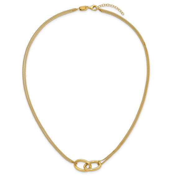 Leslie's 14K Polished intertwined Ovals 2-Strand w/1in ext. Necklace