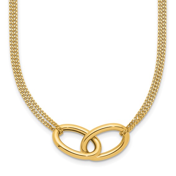 Leslie's 14K Polished intertwined Ovals 2-Strand w/1in ext. Necklace