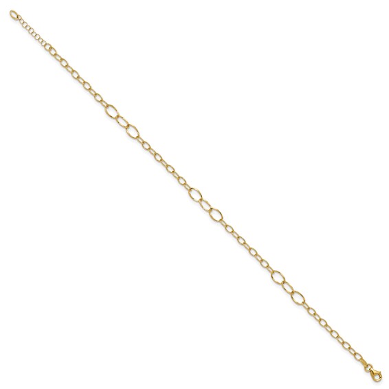 Leslie's 14K Oval Link 9 inch Plus 1 inch Extender - Total 10 inch Anklet