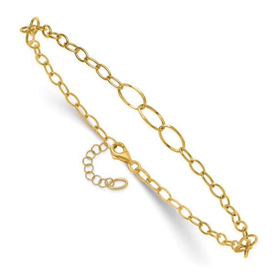 Leslie's 14K Oval Link 9 inch Plus 1 inch Extender - Total 10 inch Anklet