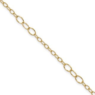 Leslie's 14K Oval Link 9 inch Plus 1 inch Extender - Total 10 inch Anklet