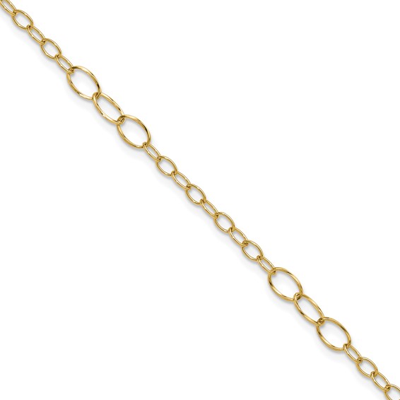 Leslie's 14K Oval Link 9 inch Plus 1 inch Extender - Total 10 inch Anklet