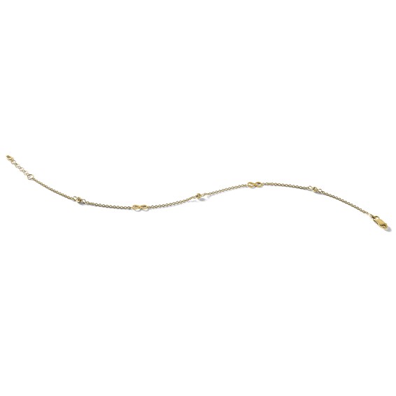 Leslie's 14K Infinity and Diamond-cut Bead 9 inch Plus 1 inch Extender - Total 10 inch Anklet