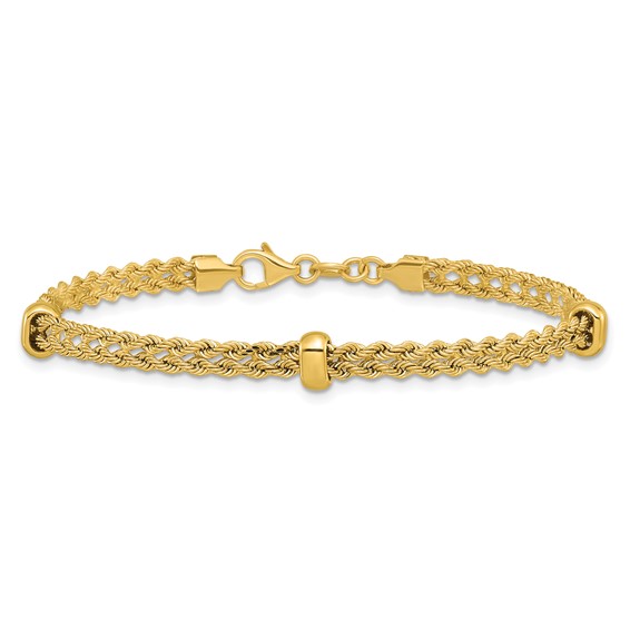 Leslie's 14K Polished and Diamond-cut Fancy Braided Rope Bracelet