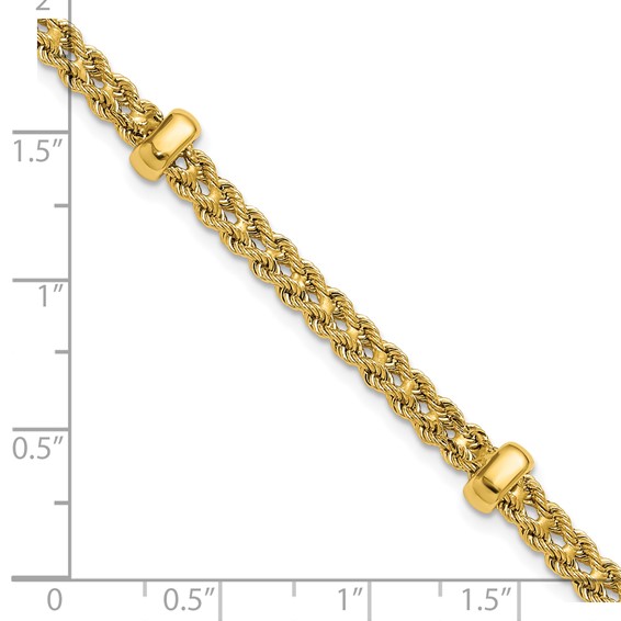 Leslie's 14K Polished and Diamond-cut Fancy Braided Rope Bracelet