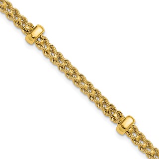 Leslie's 14K Polished and Diamond-cut Fancy Braided Rope Bracelet