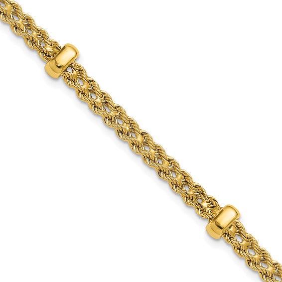 Leslie's 14K Polished and Diamond-cut Fancy Braided Rope Bracelet