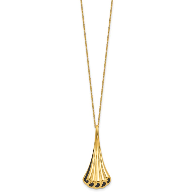 14K w/Black Enamel Polished Fancy w/1.25in ext. Necklace