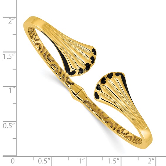 Leslie's 14K w/Black Enamel Polished Fancy Hinged Cuff Bangle