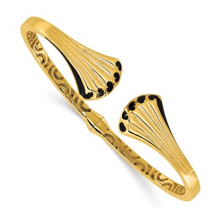 Leslie's 14K w/Black Enamel Polished Fancy Hinged Cuff Bangle