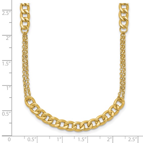 Leslie's 14K Polished/Dia-cut  Fancy Link w/2in ext. Necklace