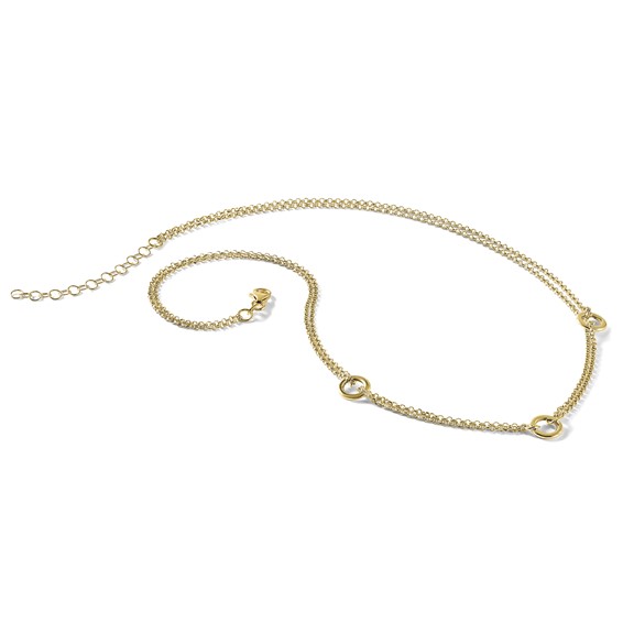 Leslie's 14K Polished/Dia-cut 2-Strand Circle Link w/2in ext. Necklace