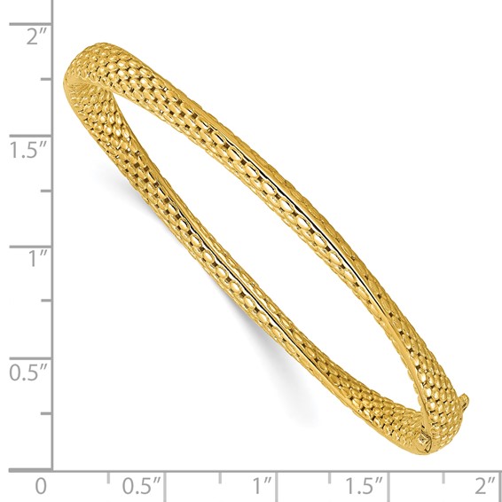 Leslie's 14K Polished and Textured Fancy Twist Hinged Bangle
