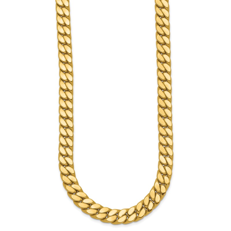 14K Two-tone CZ Polished Fancy Curb Necklace
