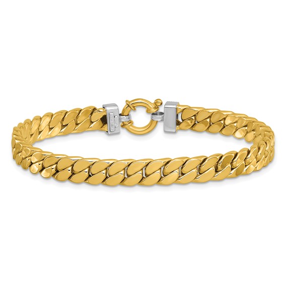 Leslie's 14K Two-tone CZ Polished Fancy Curb Bracelet