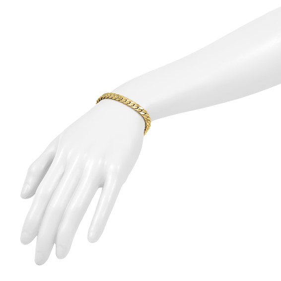 Leslie's 14K Two-tone CZ Polished Fancy Curb Bracelet