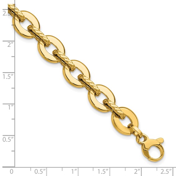 Leslie's 14K Polished and Grooved Fancy Link Bracelet