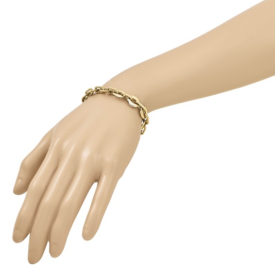 Leslie's 14K Polished and Grooved Fancy Link Bracelet