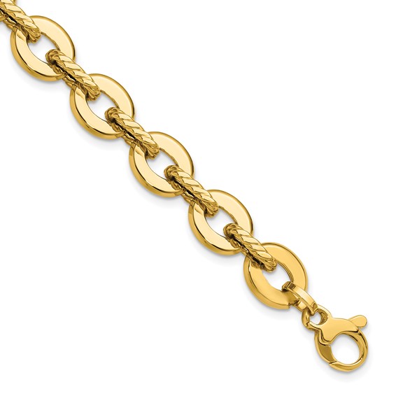 Leslie's 14K Polished and Grooved Fancy Link Bracelet