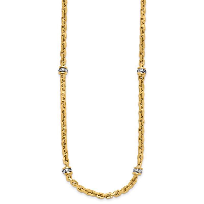 14K Two-tone CZ Polished Fancy Link Necklace