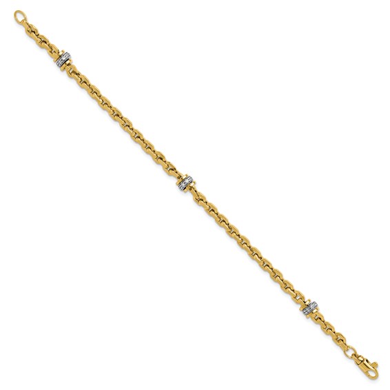 Leslie's 14K Two-tone CZ Polished Fancy Link Bracelet