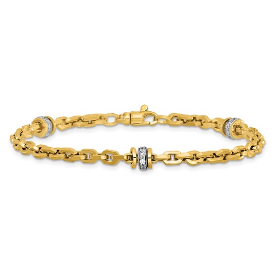 Leslie's 14K Two-tone CZ Polished Fancy Link Bracelet
