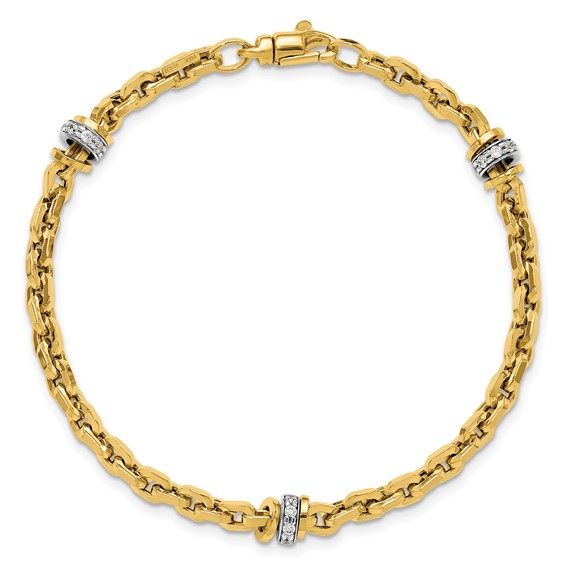 Leslie's 14K Two-tone CZ Polished Fancy Link Bracelet