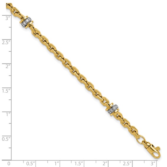 Leslie's 14K Two-tone CZ Polished Fancy Link Bracelet