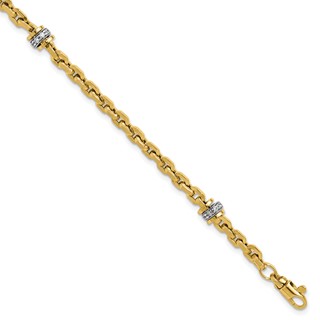 Leslie's 14K Two-tone CZ Polished Fancy Link Bracelet