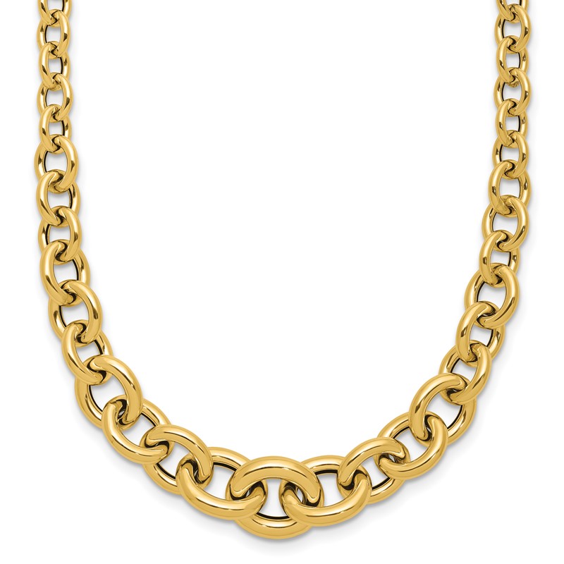 14K Polished Fancy Graduated Circle Link Necklace