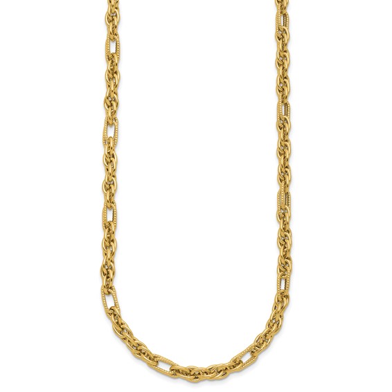 Leslie's 14K Polished and Textured Fancy Link Necklace