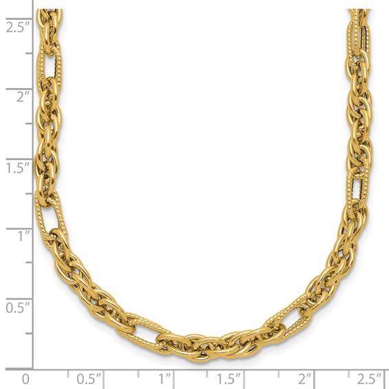 Leslie's 14K Polished and Textured Fancy Link Necklace