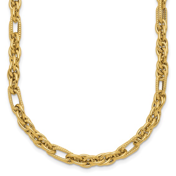 Leslie's 14K Polished and Textured Fancy Link Necklace