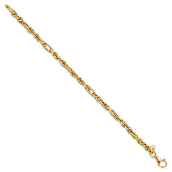 Leslie's 14K Polished and Textured Fancy Link Bracelet