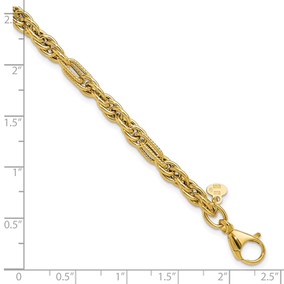 Leslie's 14K Polished and Textured Fancy Link Bracelet