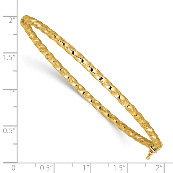 Leslie's 14K Polished/Textured and Twisted Hinged Bangle