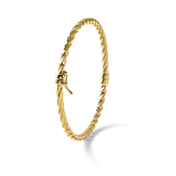 Leslie's 14K Polished/Textured and Twisted Hinged Bangle