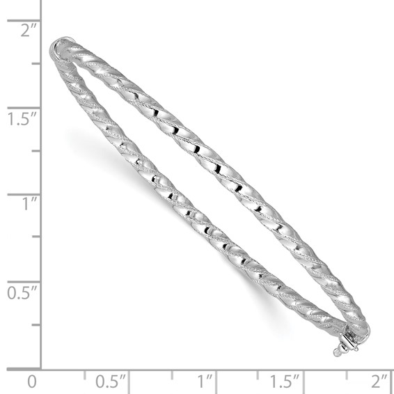 Leslie's 14K White Gold Polish/Textured/Twisted Hinged Bangle