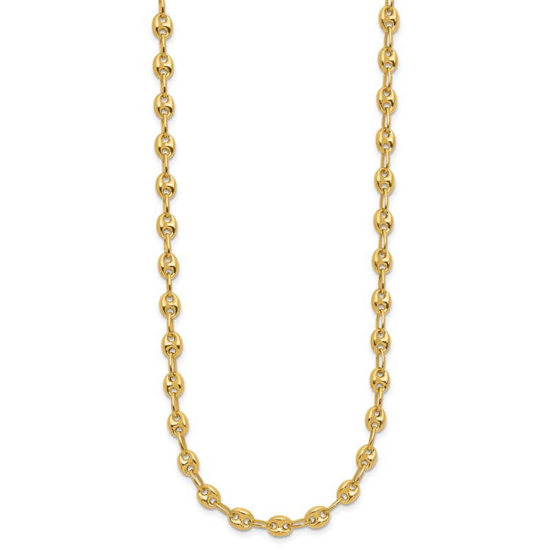 14K Polished Puffed Mariner Link Necklace