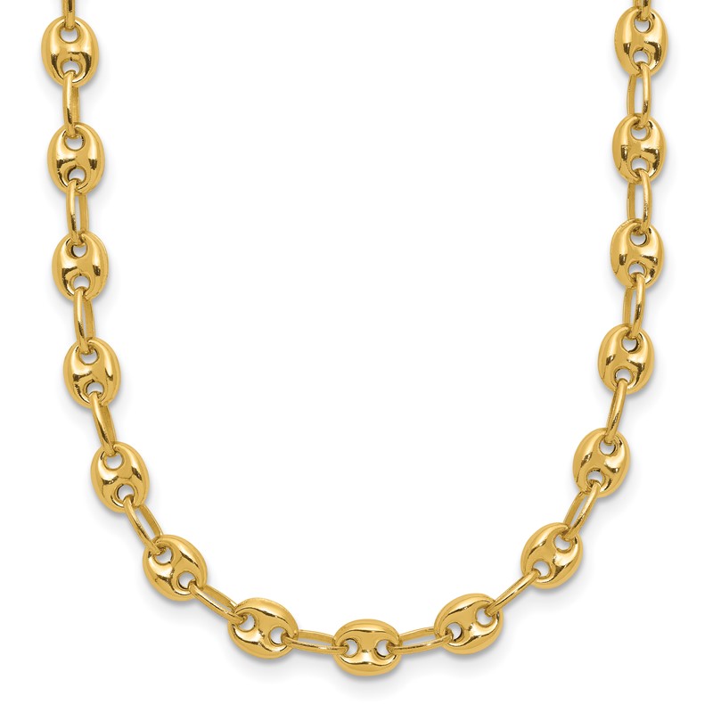 14K Polished Puffed Mariner Link Necklace