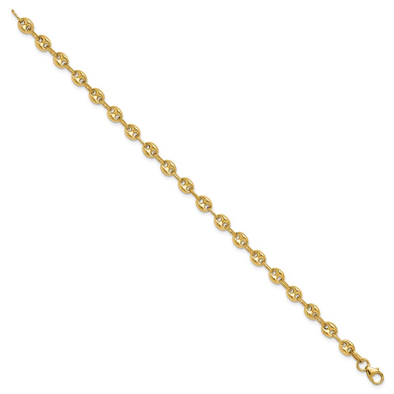 14K Polished Puffed Mariner Link Bracelet