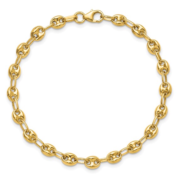 Leslie's 14K Polished Puffed Mariner Link Bracelet