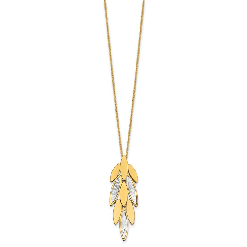 14K Two-tone Polished/Dia-cut Fancy w/1in ext. Necklace
